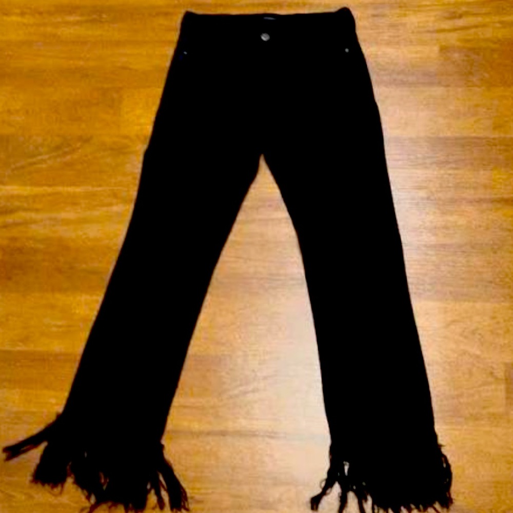 Harper Fringe Trim Black Jeans